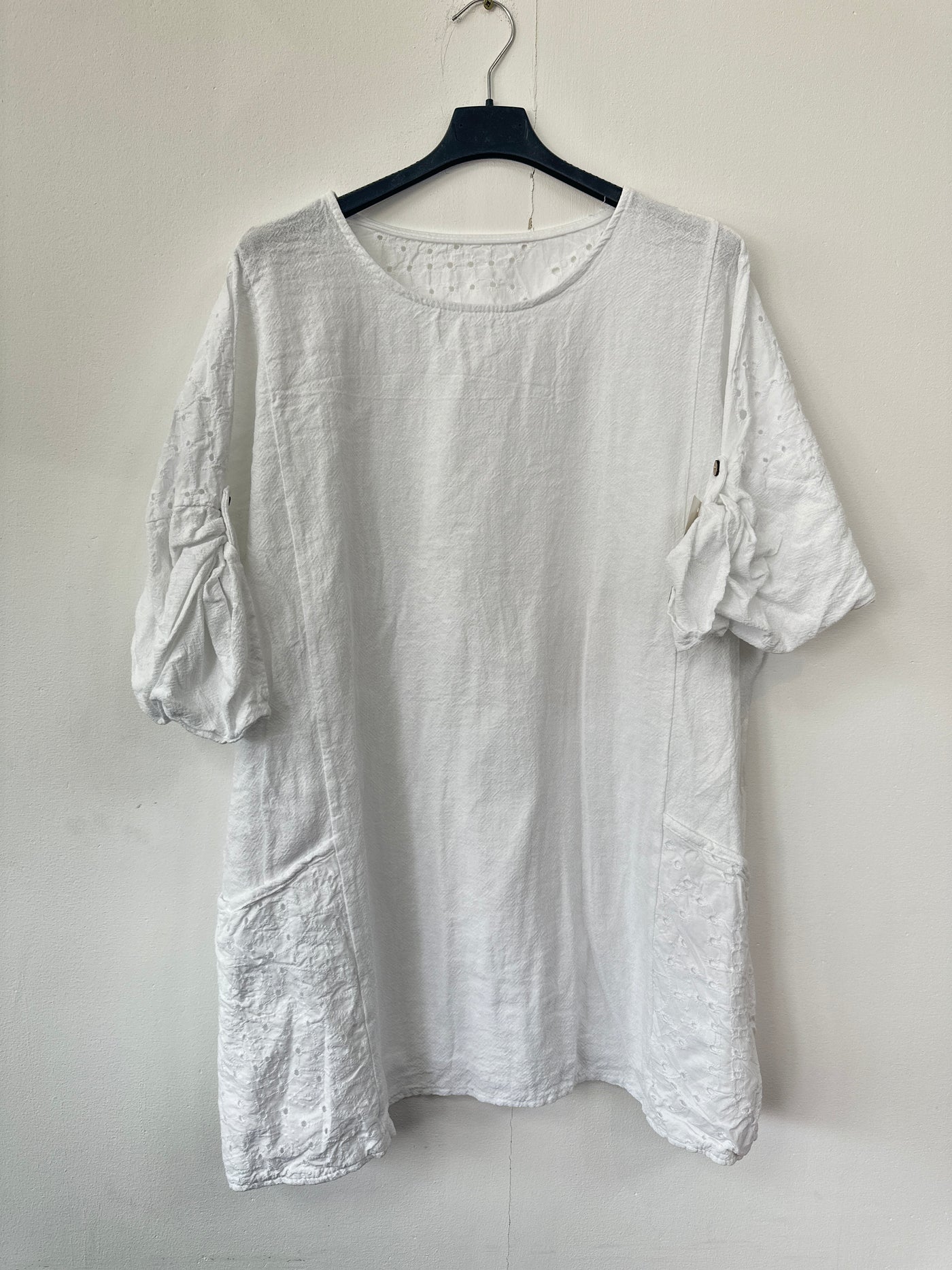 Italian Broderie Anglaise Pocket Detail Tunic Top