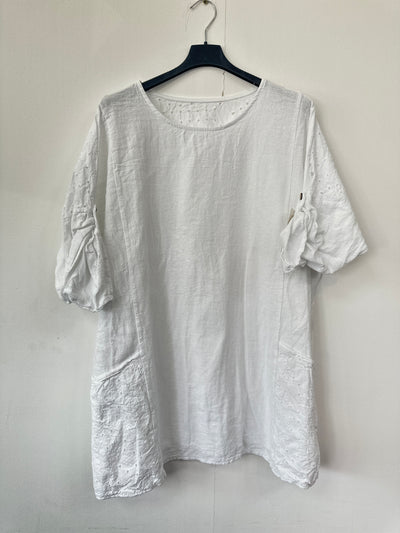 Italian Broderie Anglaise Pocket Detail Tunic Top