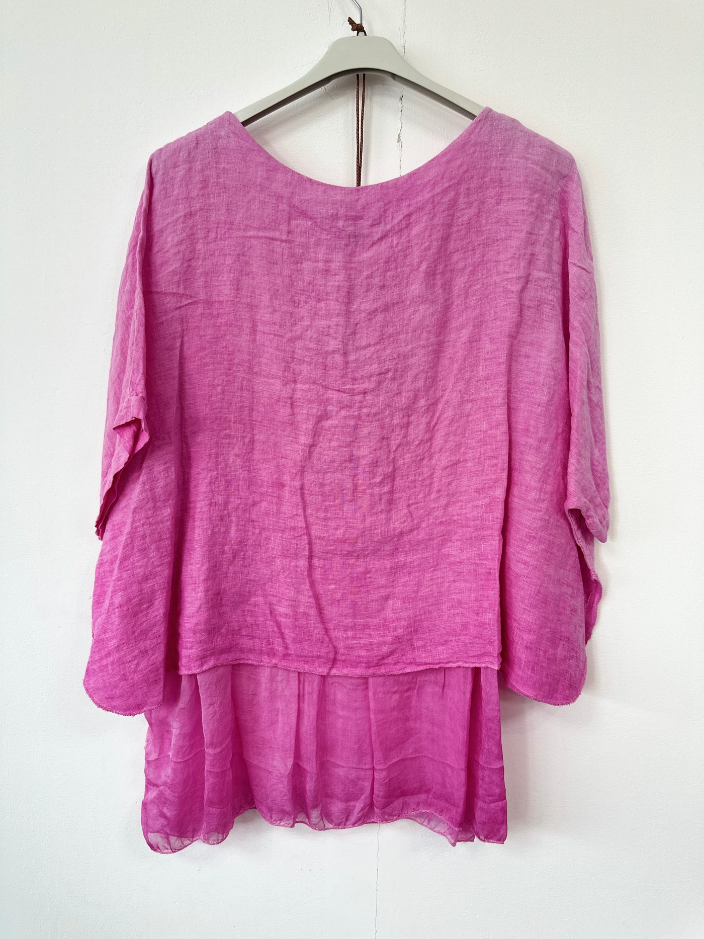 Italian Lightweight Layered Linen Necklace Top