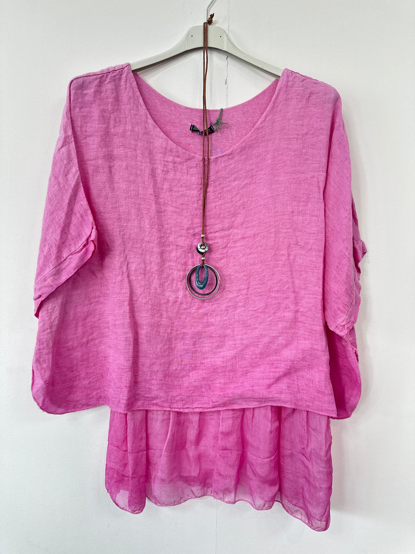 Italian Lightweight Layered Linen Necklace Top
