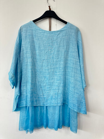 Italian Lightweight Layered Linen Necklace Top