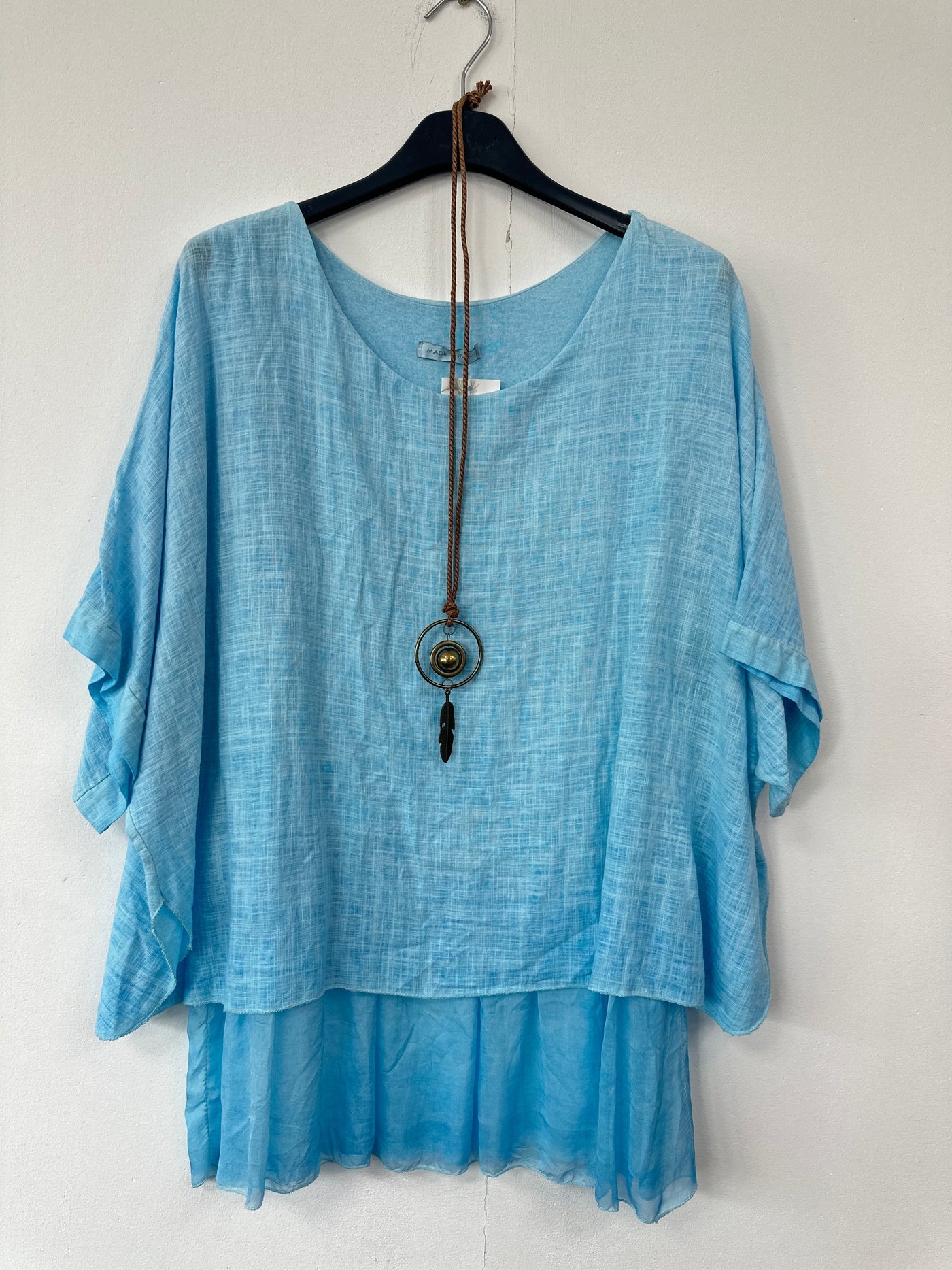 Italian Lightweight Layered Linen Necklace Top