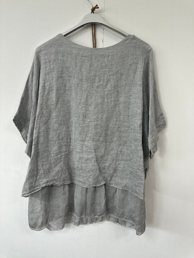 Italian Lightweight Layered Linen Necklace Top