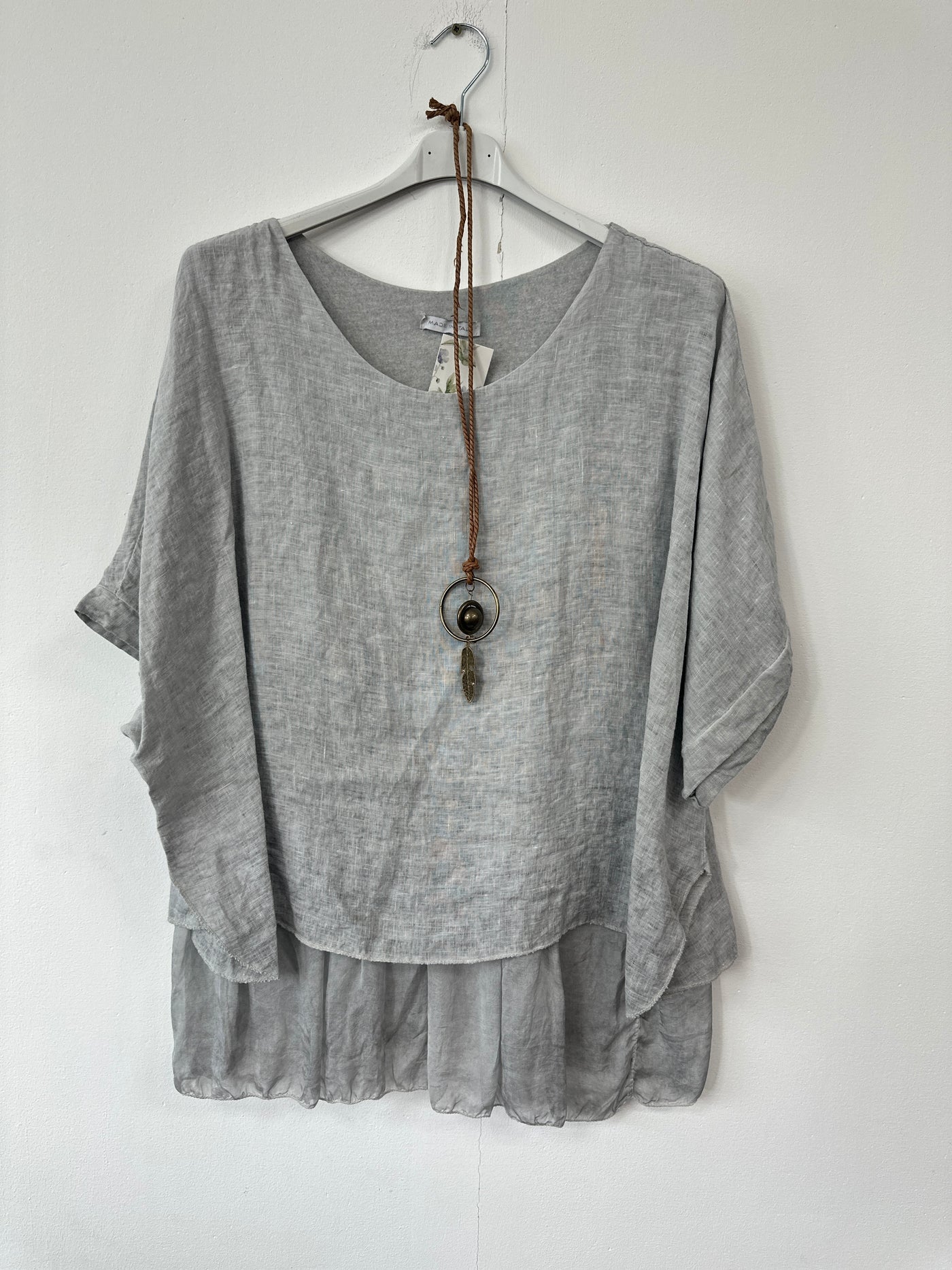 Italian Lightweight Layered Linen Necklace Top