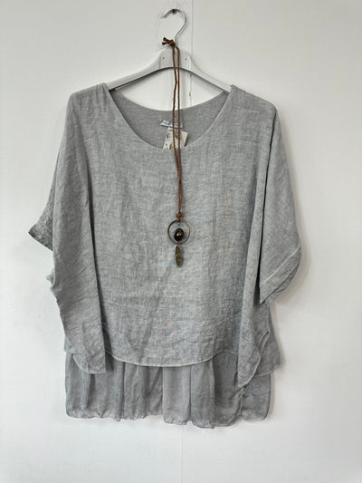 Italian Lightweight Layered Linen Necklace Top