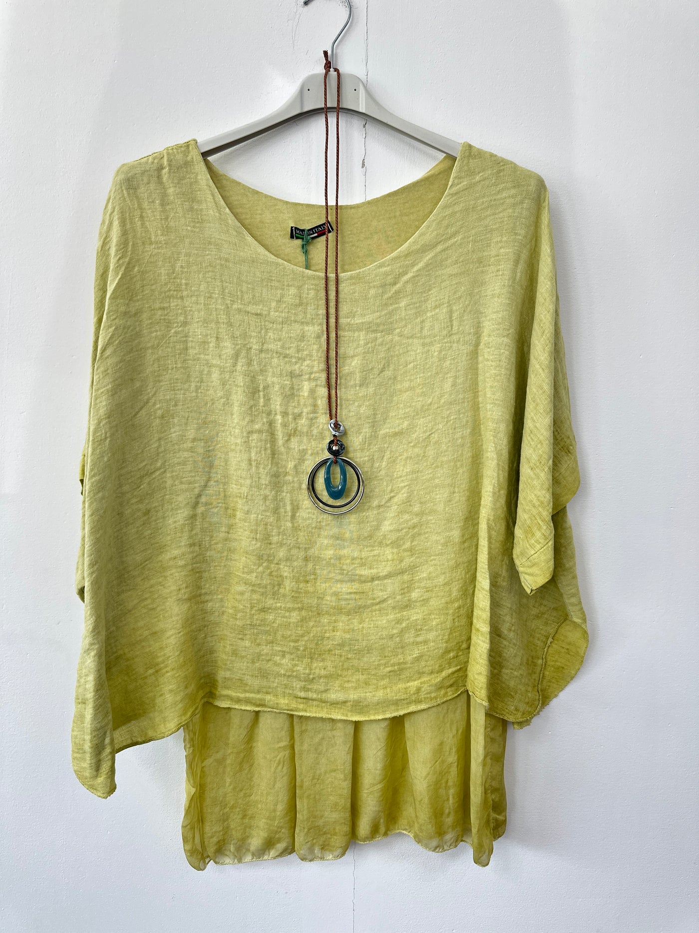 Italian Lightweight Layered Linen Necklace Top