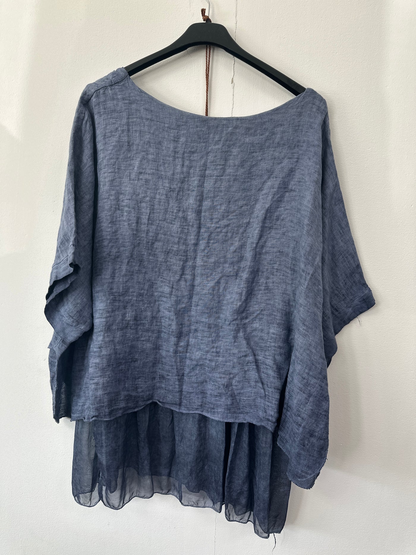 Italian Lightweight Layered Linen Necklace Top