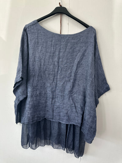 Italian Lightweight Layered Linen Necklace Top