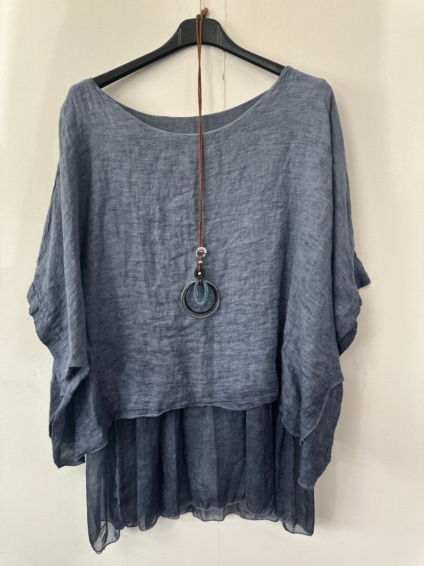Italian Lightweight Layered Linen Necklace Top