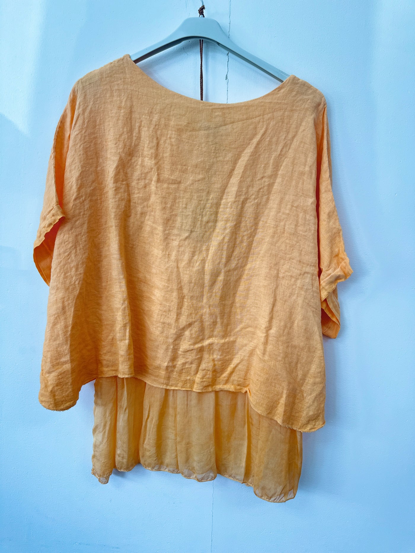 Italian Lightweight Layered Linen Necklace Top
