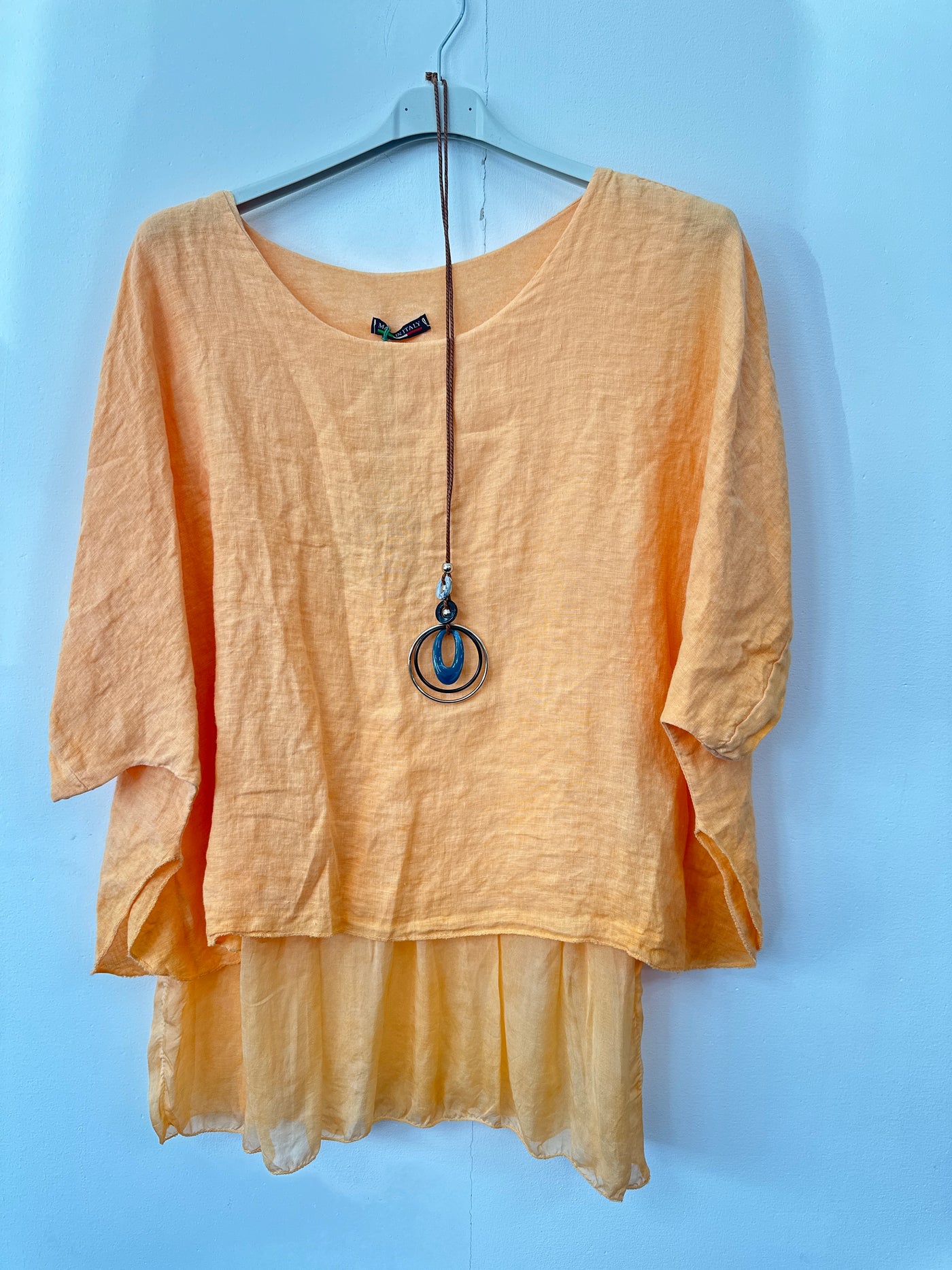 Italian Lightweight Layered Linen Necklace Top
