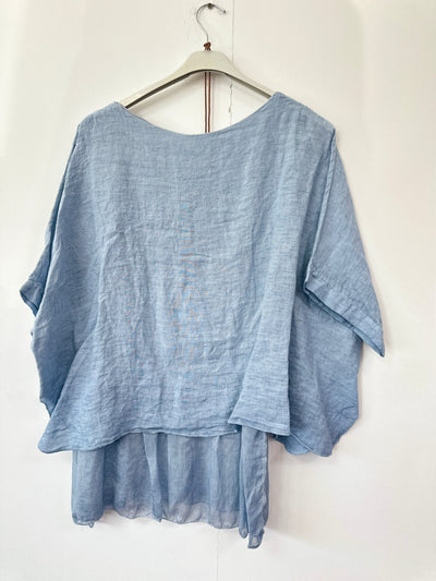 Italian Lightweight Layered Linen Necklace Top