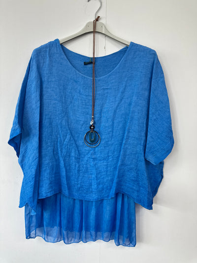 Italian Lightweight Layered Linen Necklace Top