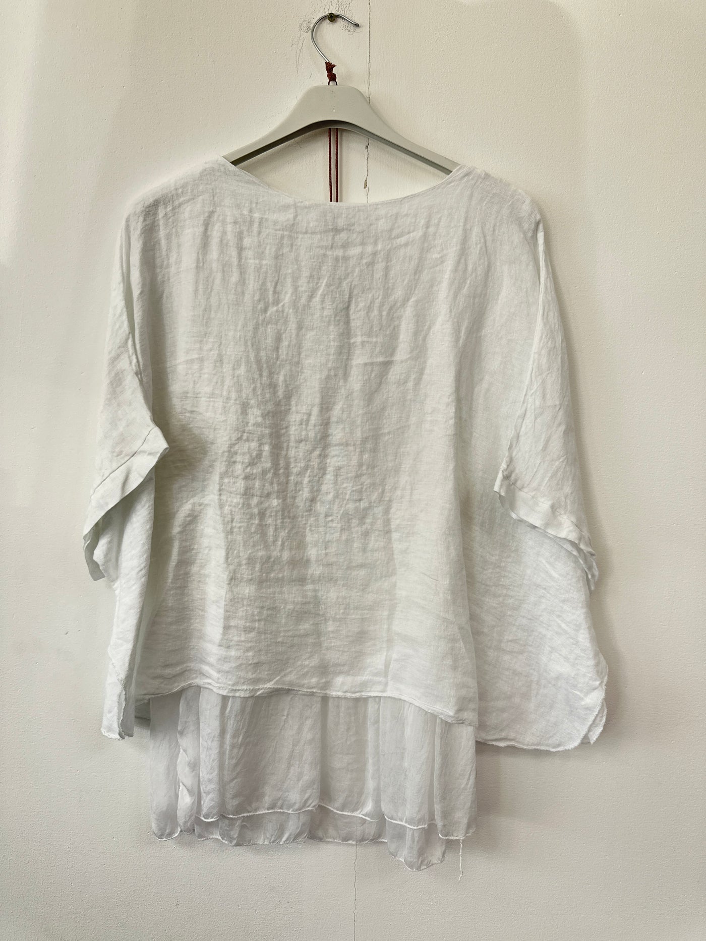 Italian Lightweight Layered Linen Necklace Top