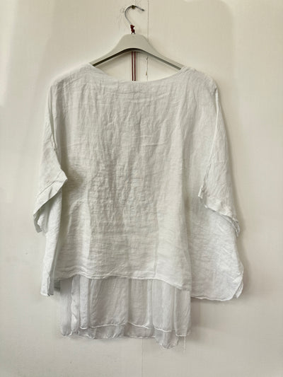 Italian Lightweight Layered Linen Necklace Top
