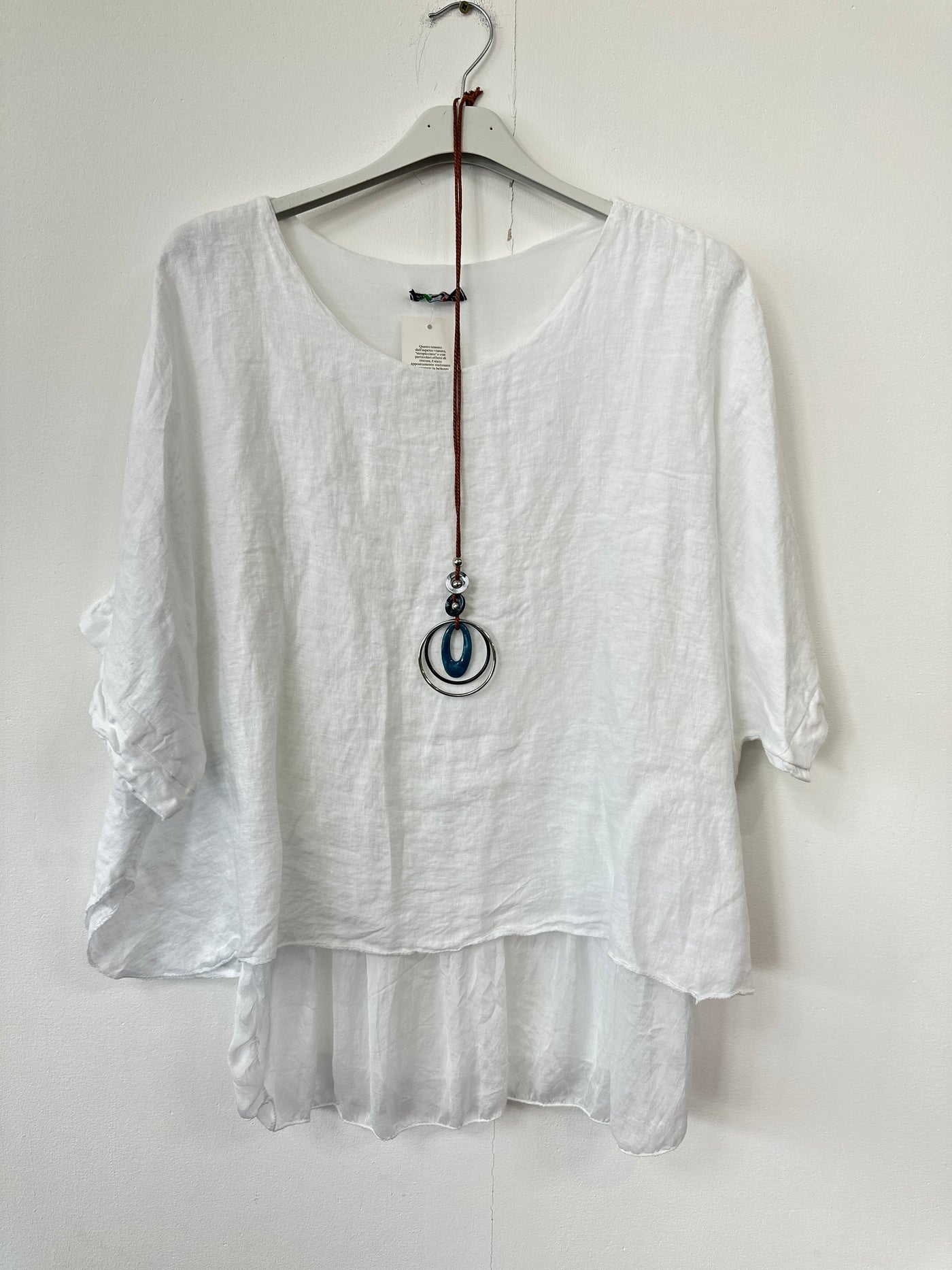 Italian Lightweight Layered Linen Necklace Top