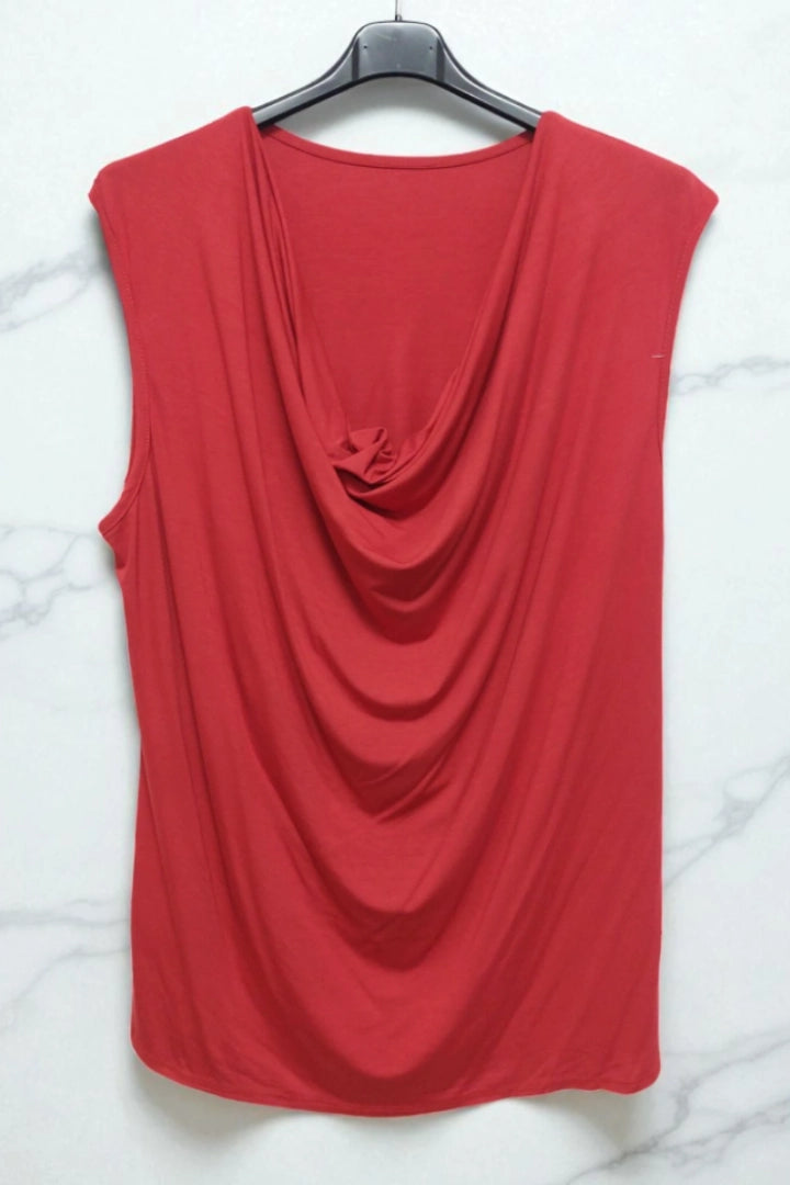 Cowl Neck Sleeveless Basic Vest Top