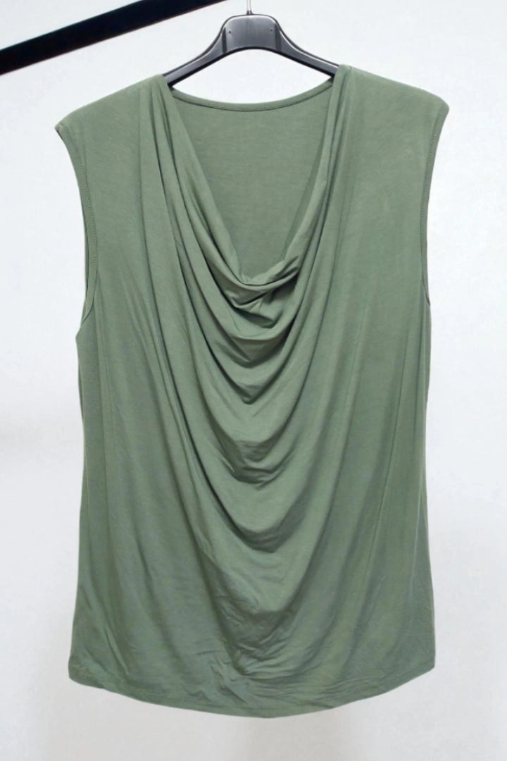 Cowl Neck Sleeveless Basic Vest Top