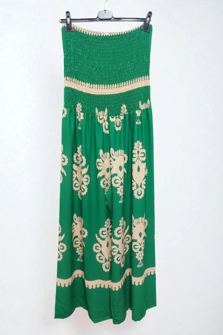 Paisley Printed Shirred Elasticated Jumpsuit