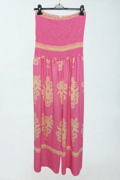 Paisley Printed Shirred Elasticated Jumpsuit