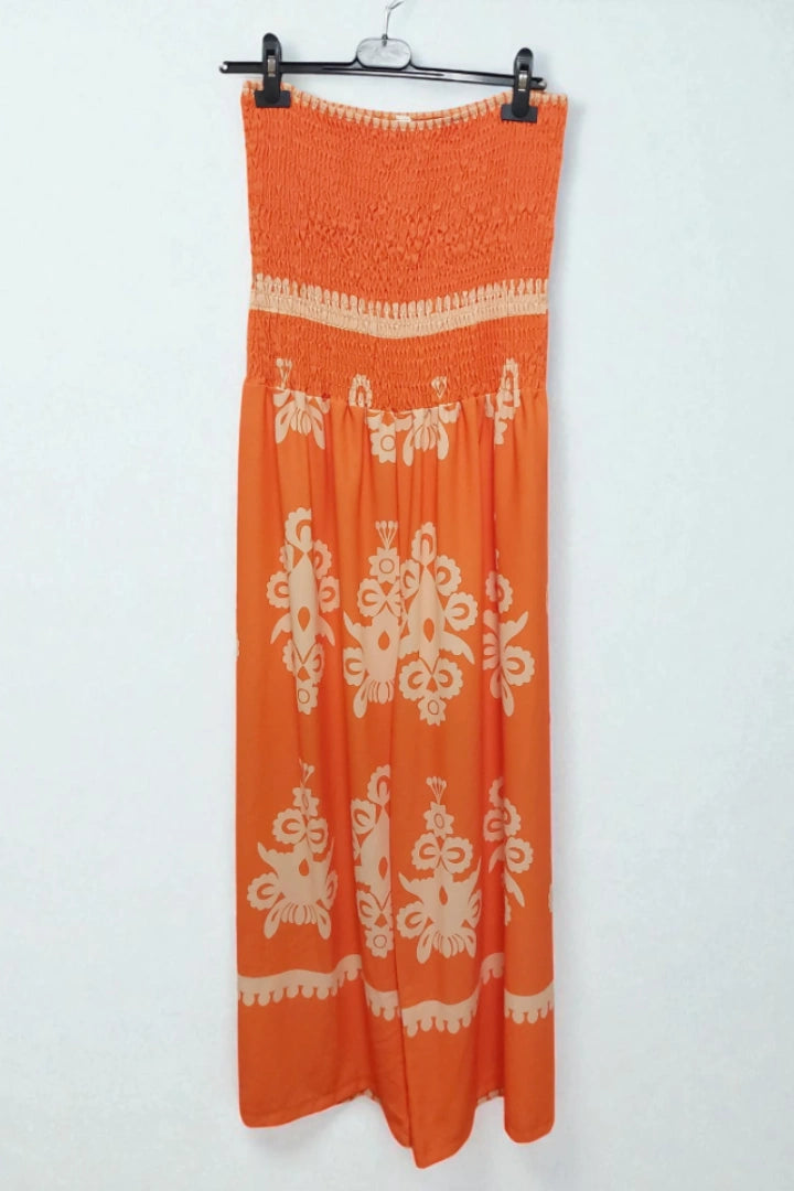 Paisley Printed Shirred Elasticated Jumpsuit