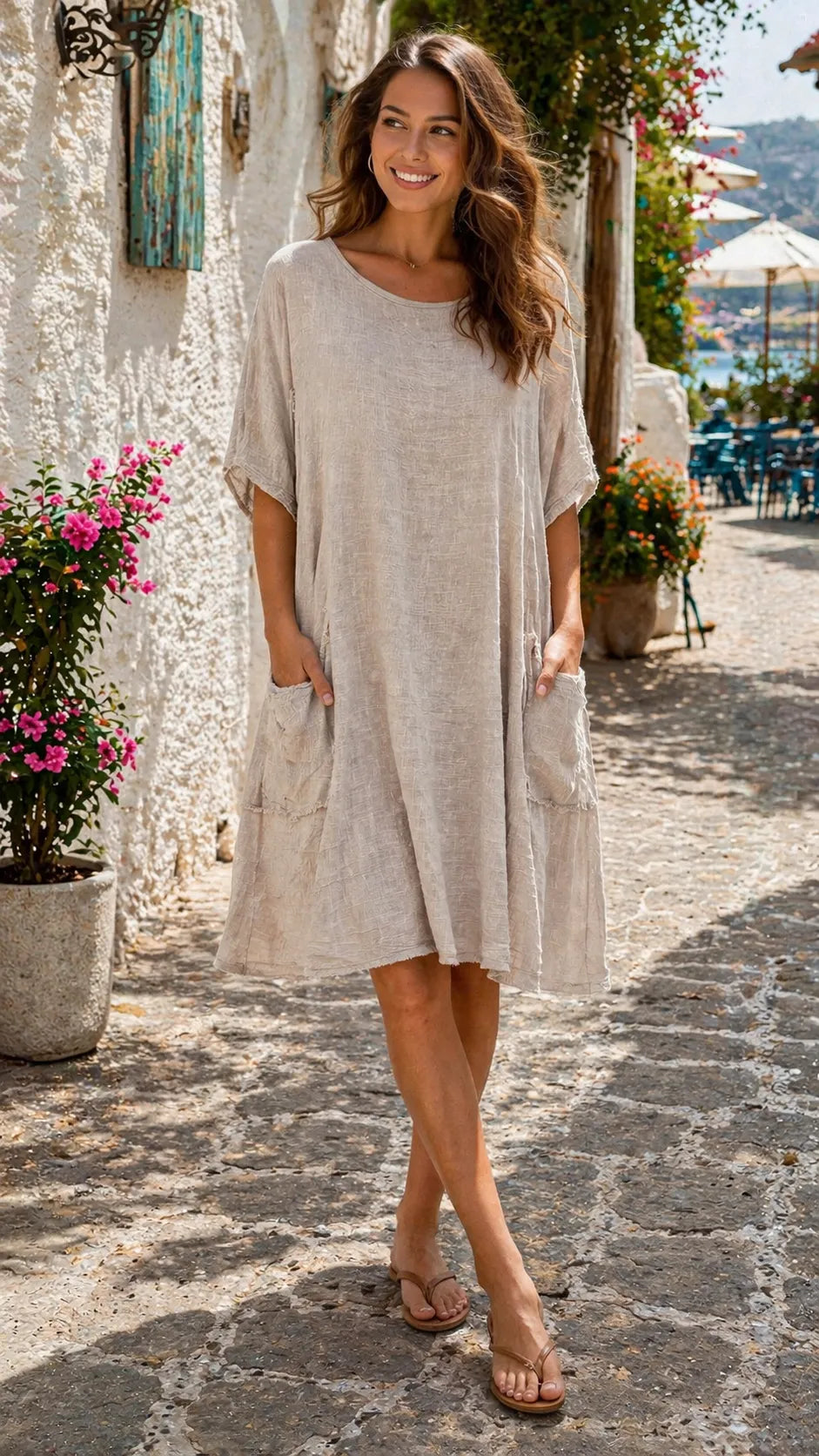 Italian Lagenlook Tunic Dress UK | Oversized Cotton Midi