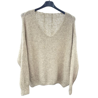 Italian Relaxed Fit V Neck Lana Chunky Knit Jumper