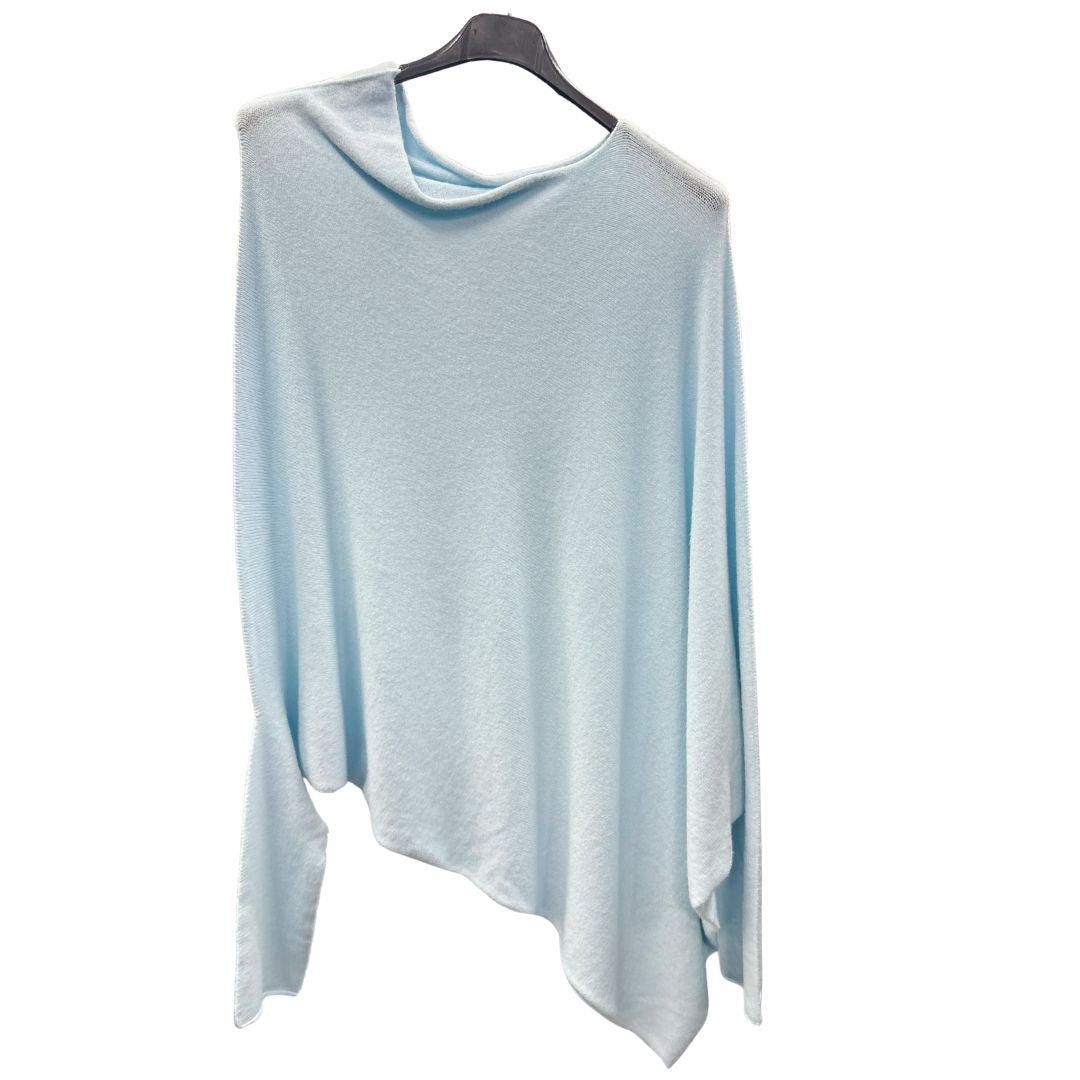 Italian Soft Knit Slant Long Sleeve Asymmetric Draped Jumper Top