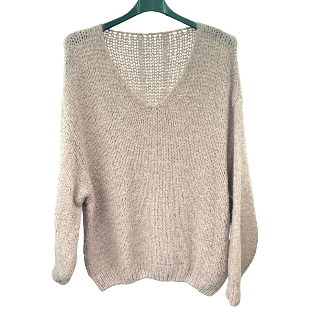 Italian Relaxed Fit V Neck Lana Chunky Knit Jumper