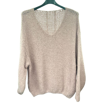 Italian Relaxed Fit V Neck Lana Chunky Knit Jumper
