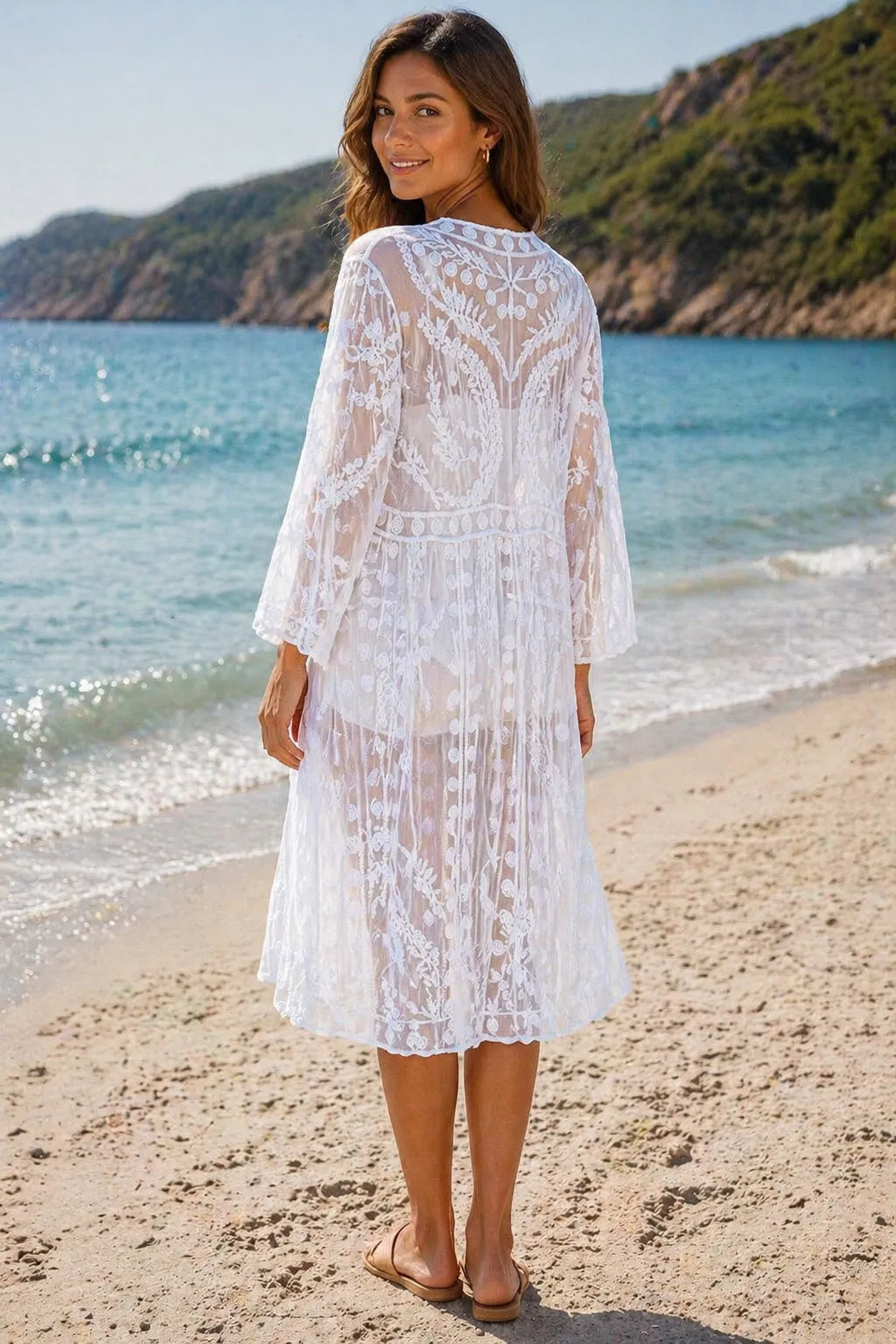 Italian Mesh Net Lace Kimono Cover-Up UK