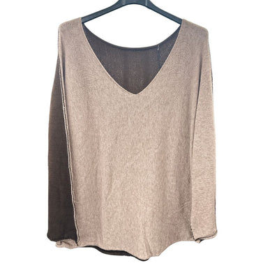 Italian Soft Knit Contrast Colour V Neck Jumper Top