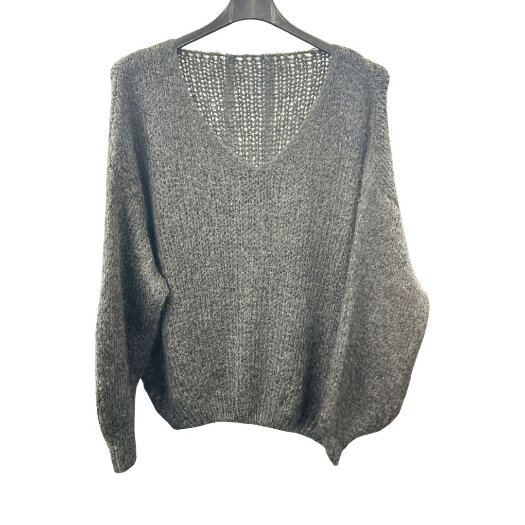 Italian Relaxed Fit V Neck Lana Chunky Knit Jumper
