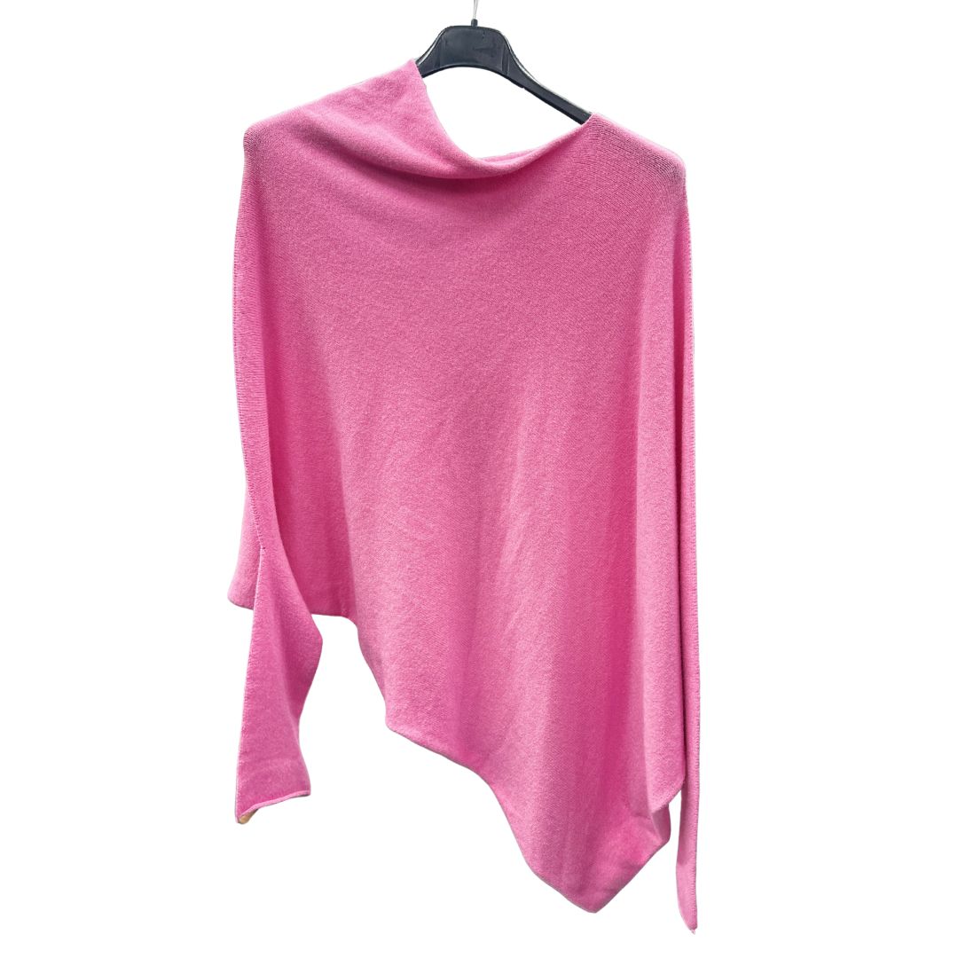 Italian Soft Knit Slant Long Sleeve Asymmetric Draped Jumper Top