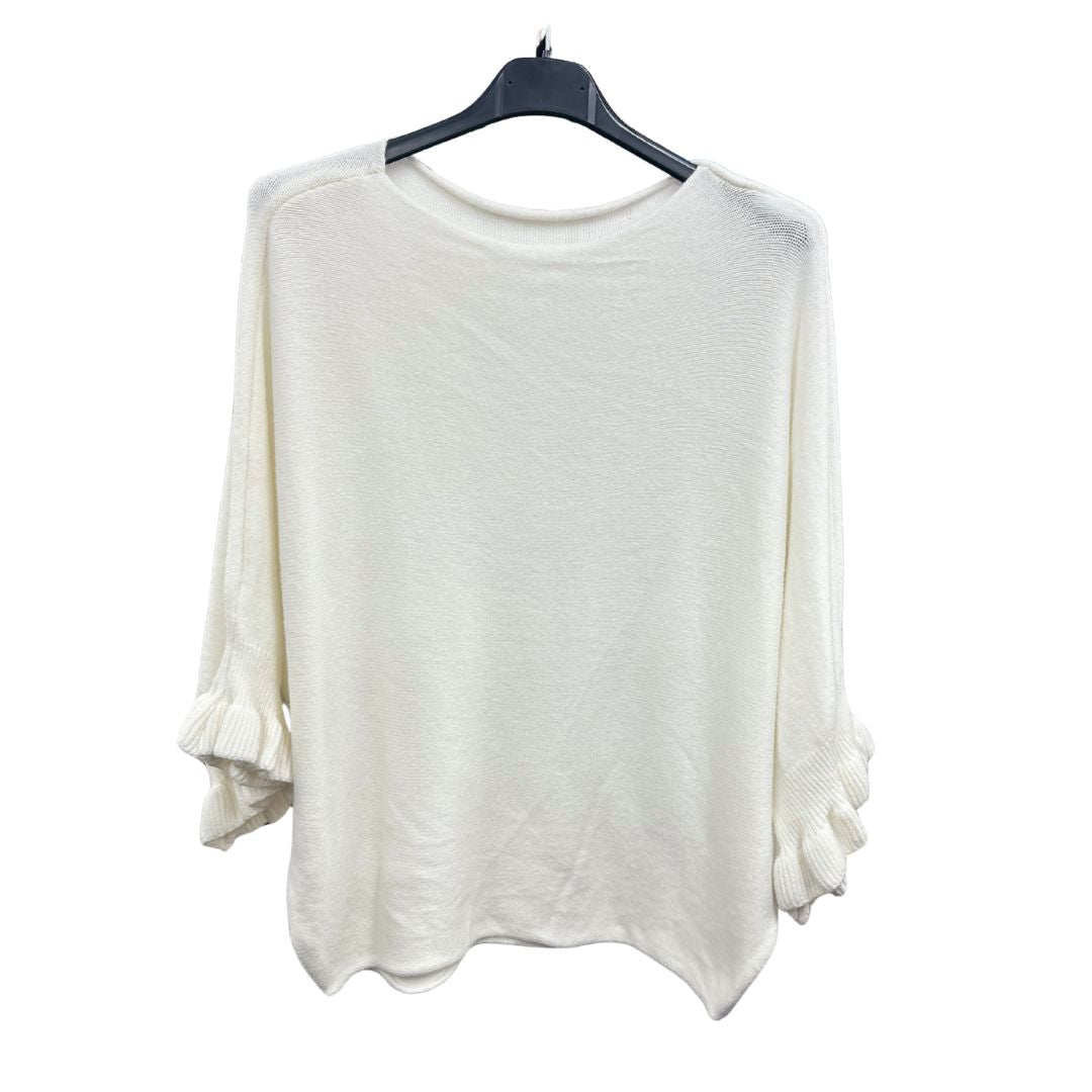 Italian Soft Knit 3/4 Frill Sleeve Jumper Top