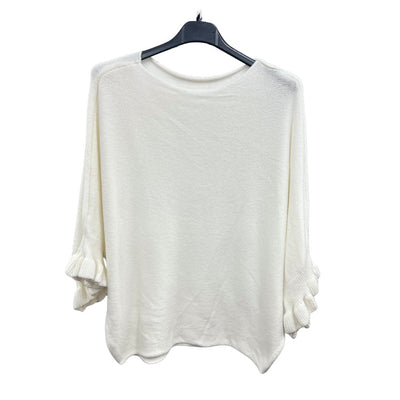 Italian Soft Knit 3/4 Frill Sleeve Jumper Top