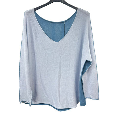 Italian Soft Knit Contrast Colour V Neck Jumper Top
