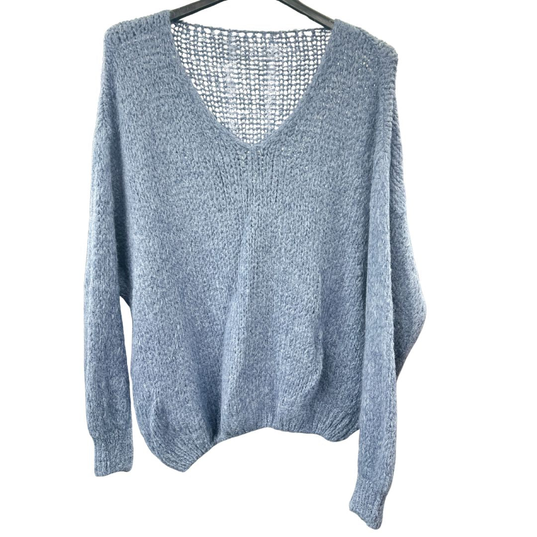 Italian Relaxed Fit V Neck Lana Chunky Knit Jumper