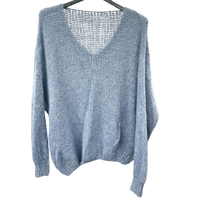 Italian Relaxed Fit V Neck Lana Chunky Knit Jumper