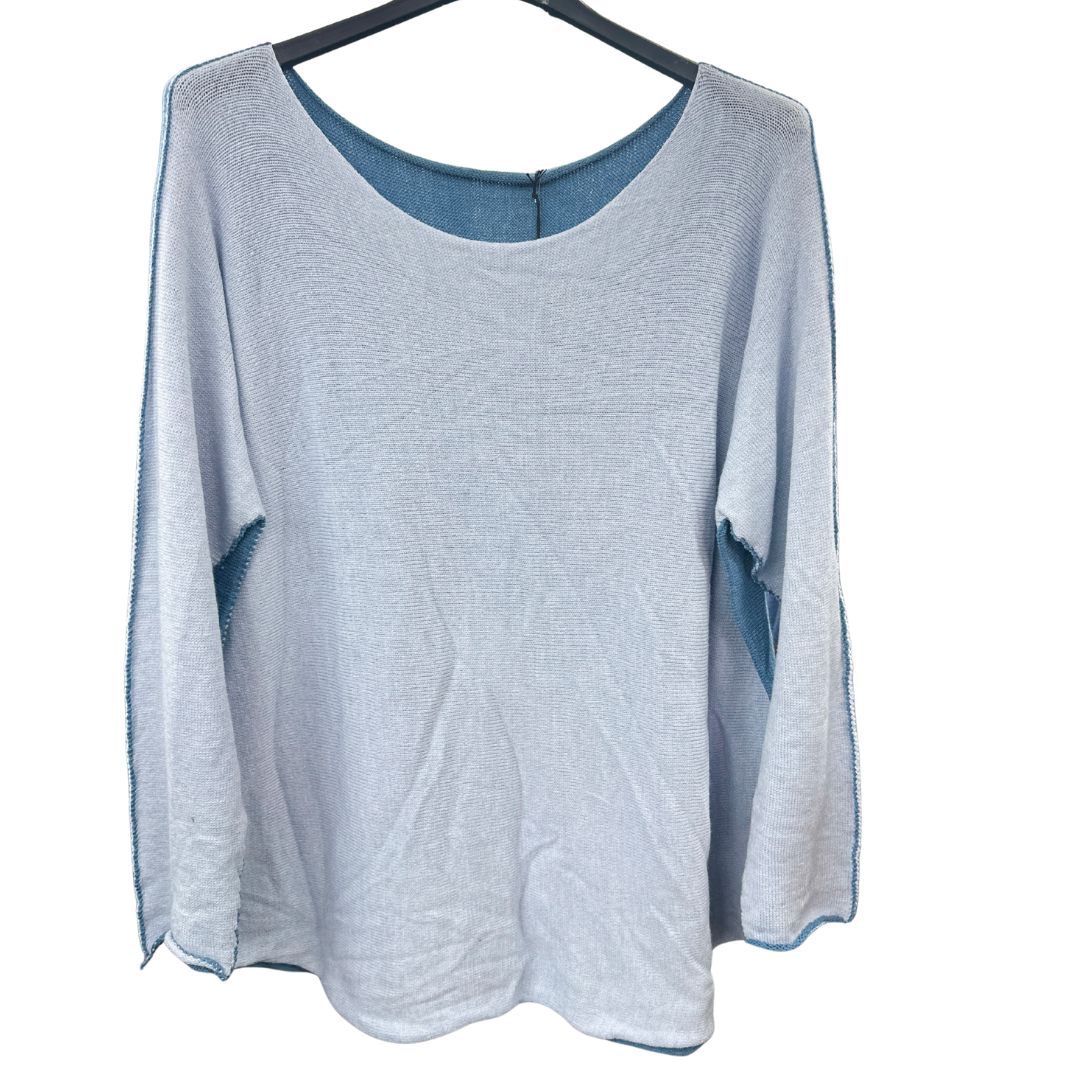 Italian Soft Knit Contrast Colour Round Neck Jumper Top