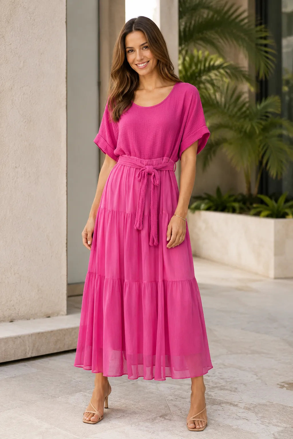 long sleeve midi linen dress Long Sleeve Linen Wrap Dress main image 1