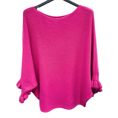 Italian Soft Knit 3/4 Frill Sleeve Jumper Top