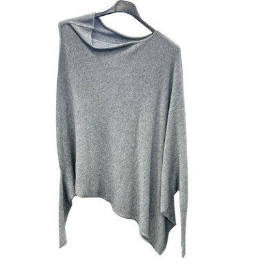 Italian Soft Knit Slant Long Sleeve Asymmetric Draped Jumper Top