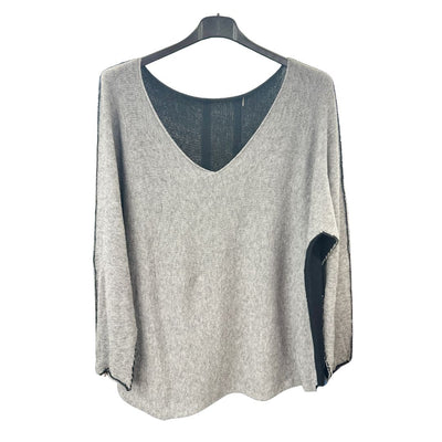 Italian Soft Knit Contrast Colour V Neck Jumper Top