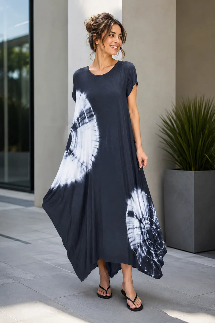 black white tie dye maxi dress Italian Longline Swing UK shore Backless Mini Dress - CAA05G6D038AC Features COLOR:Custom Color(Leave your color at