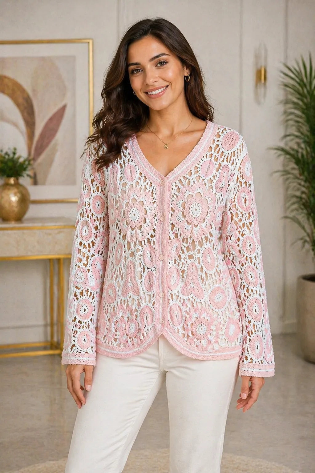 Italian Crochet Lace Cardigan UK | Floral Knit Layer | MissBold