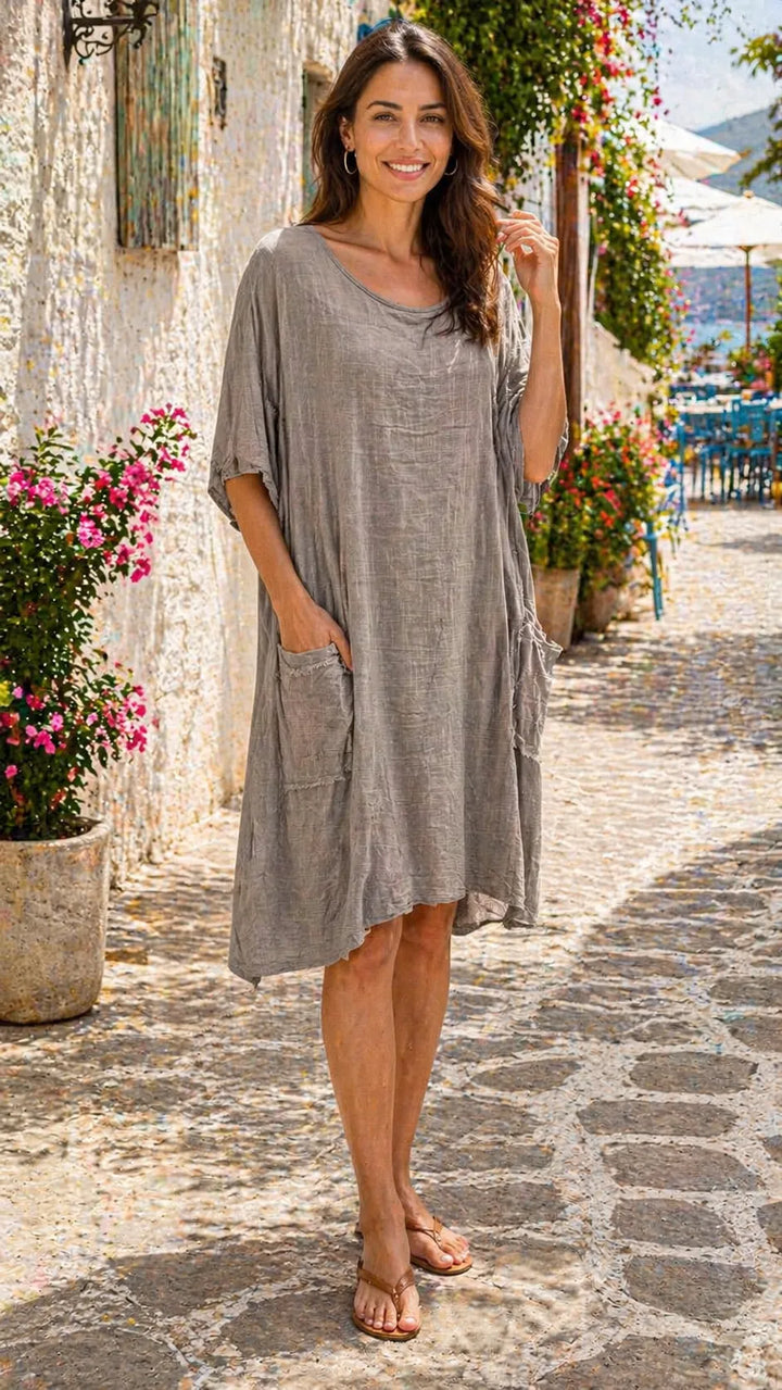 lagenlook dress long Italian Tunic UK | Oversized Cotton Midi 15&nbspX&nbsp32 Size:18