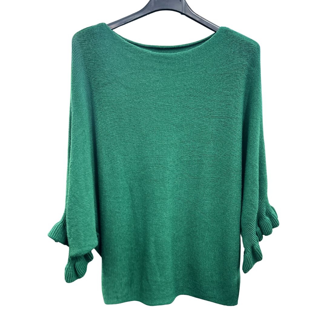 Italian Soft Knit 3/4 Frill Sleeve Jumper Top