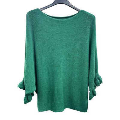 Italian Soft Knit 3/4 Frill Sleeve Jumper Top
