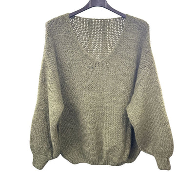 Italian Relaxed Fit V Neck Lana Chunky Knit Jumper